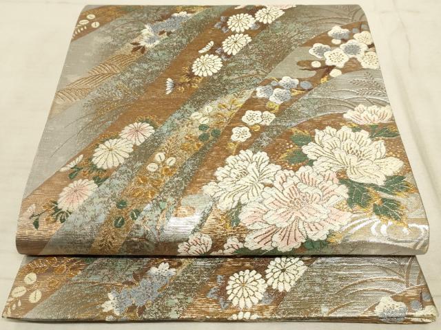 平和屋着物◎六通柄袋帯　唐織　夕霧　金銀糸　引箔　正絹　逸品　AAAM3788sx