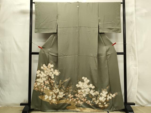 平和屋着物■豪華色留袖　駒刺繍　草花文　金彩　正絹　逸品　CAAK8864th