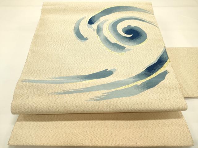 平和屋着物◎爪搔き本綴れ　八寸名古屋帯　流水文　金糸　正絹　逸品　DAAK2367zy