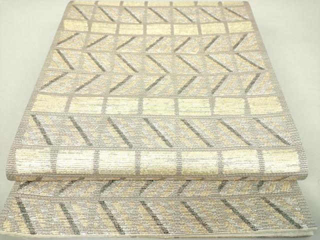平和屋着物●六通柄袋帯　スリーシーズン帯　春　夏　秋　横段文　金糸　正絹　逸品　DAAJ9702ps