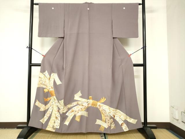 平和屋着物■豪華色留袖　駒刺繍　束ね熨斗吉祥花文　金彩　正絹　逸品　DAAI2899ox