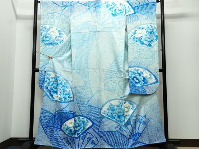 平和屋着物●豪華振袖　絞り　扇面花文　正絹　逸品　CAAK1428vf