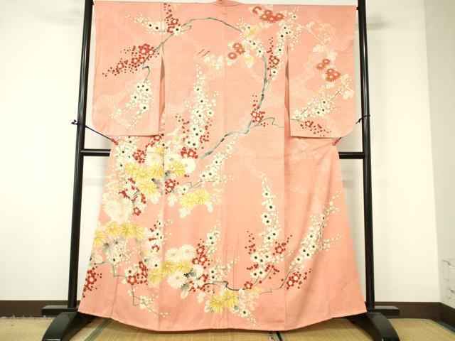 平和屋着物■小振袖　二尺袖　枝花文　金彩　正絹　逸品　DAAJ8440cm