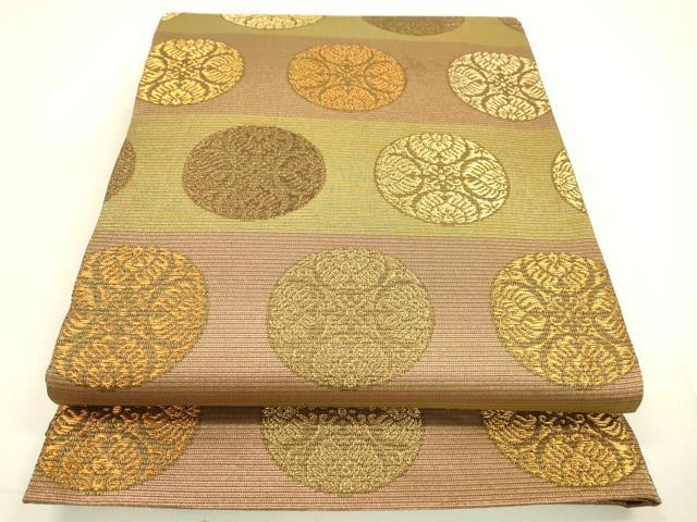 平和屋着物●両面　六通柄袋帯　光陽　浮線綾文　金糸　正絹　逸品　DAAJ6649fe