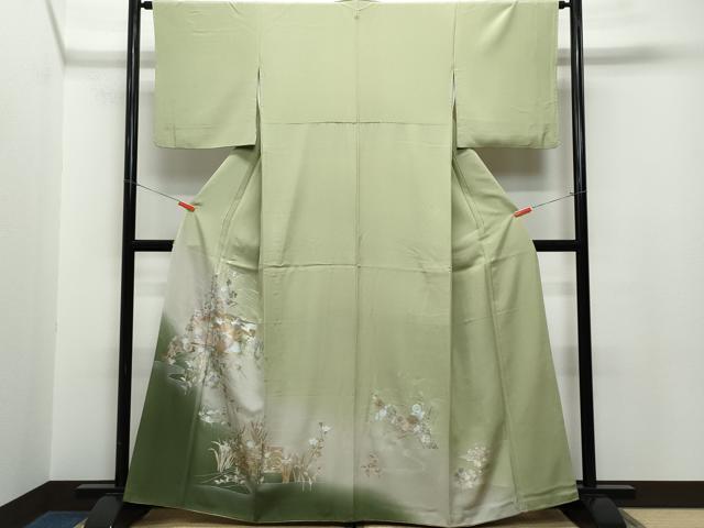 平和屋着物■豪華色留袖　飛鶴草花文　金銀彩　正絹　逸品　CAAK1452vf