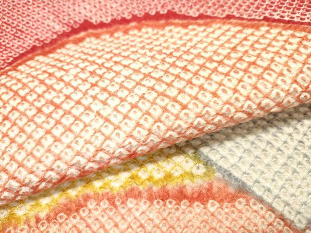 平和屋着物●名門　藤娘きぬたや・総絞り　九寸名古屋帯　重ね山文　正絹　逸品　DAAJ8650jm