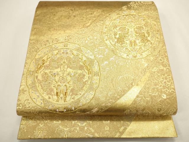 平和屋着物●六通柄袋帯　彩漆　金銀糸　正絹　逸品　CAAJ6008ak