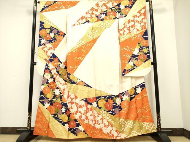 平和屋着物■豪華振袖　駒刺繍　吉祥草花文　金彩　正絹　逸品　DAAK7060yyy