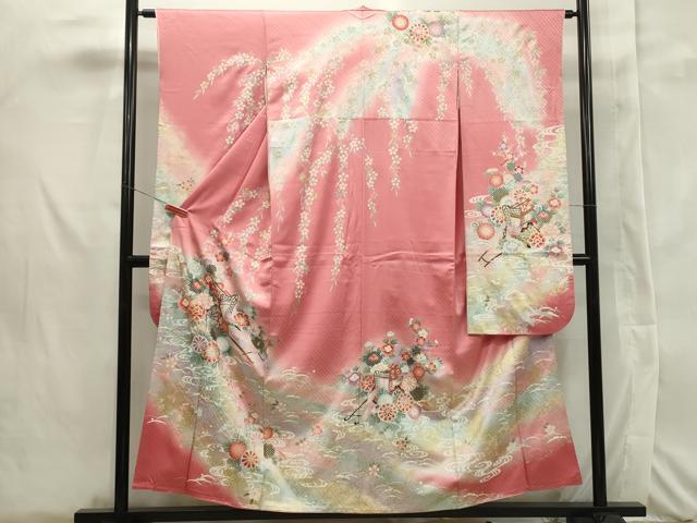 平和屋着物■豪華振袖　流水御所車花文　暈し染め　金銀彩　正絹　逸品　CAAK8816th