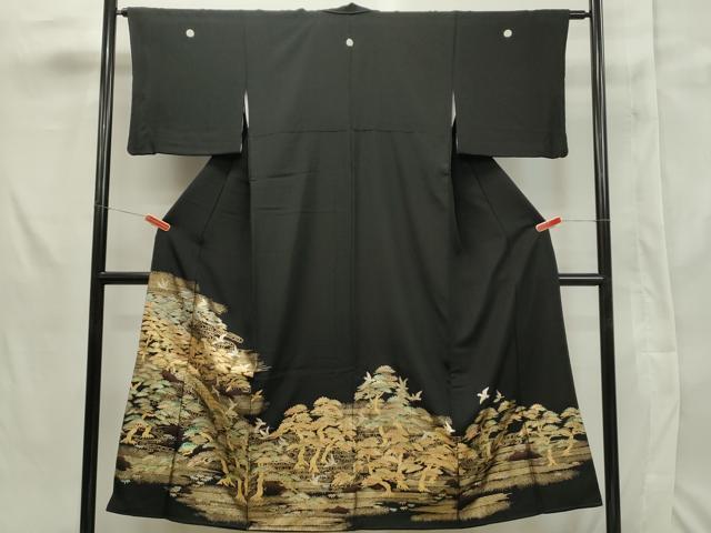 平和屋着物■豪華黒留袖　渡り橋風景飛鳥文　金銀彩　正絹　逸品　CAAK8822th