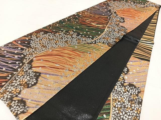 平和屋着物◎西陣 六通柄袋帯 唐織 舞蝶桜楓文 金糸 正絹 逸品