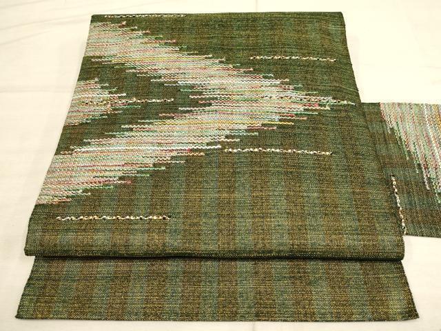 平和屋着物●八寸名古屋帯　霞文　金通し地　正絹　逸品　AAAN8902wj