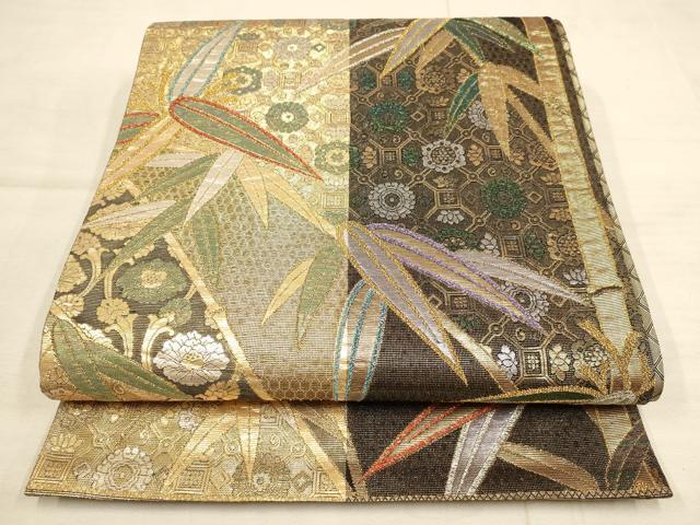 平和屋着物●佐賀錦　六通柄袋帯　蜀江花文　笹　金銀糸　正絹　逸品　AAAN8918wj