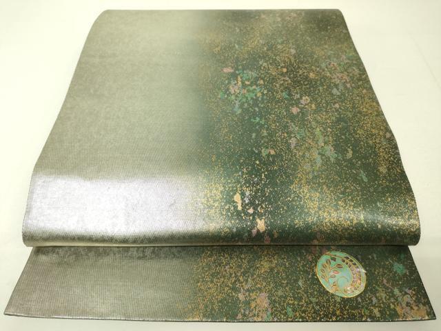 平和屋着物◎六通柄袋帯　螺鈿　ワンポイント　霞文　引箔　正絹　逸品　DAAK2199zy