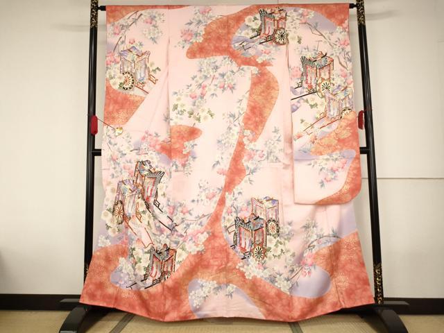 平和屋着物■豪華振袖　御所車花文　暈し染め　金彩　正絹　逸品　AAAN0751ja