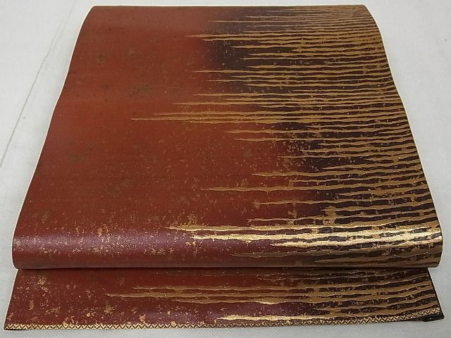 平和屋着物■六通柄袋帯　霞文　金糸　引箔　正絹　逸品　A-tn1933