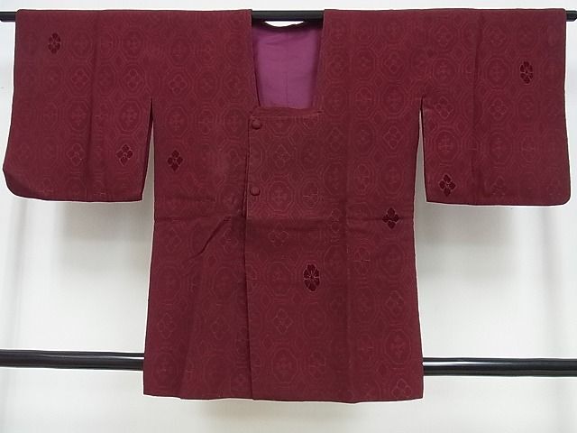 平和屋着物■道行コート　輪奈ビロード　亀甲花文　逸品　mz4334