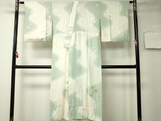 平和屋着物■長襦袢　無双仕立て　舞桜文　暈し染め　京都きもの友禅扱い　正絹　逸品　CAAJ4737ev