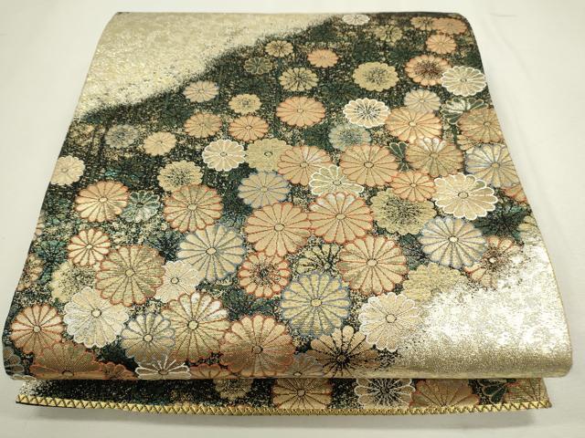 平和屋着物●六通柄袋帯　流水菊文　金糸　正絹　逸品　CAAJ9437th