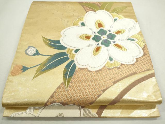 平和屋着物●六通柄袋帯　唐織　桜花優雅文　金銀糸　正絹　逸品　CAAJ9447th