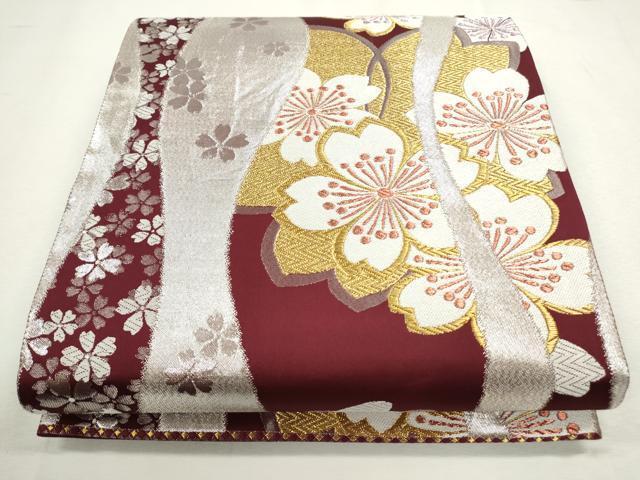 平和屋着物●六通柄袋帯　唐織　舞桜　金銀糸　正絹　逸品　CAAJ9450th