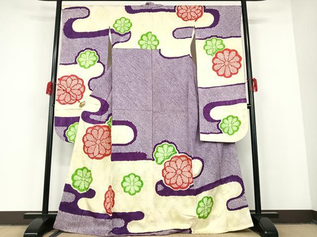 平和屋着物●豪華振袖　絞り　舞花文　正絹　逸品　AAAM6795ph