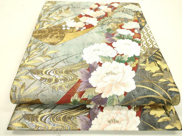 平和屋着物●六通柄袋帯　琳派短冊重　金銀糸　引箔　正絹　逸品　DAAJ6560fe