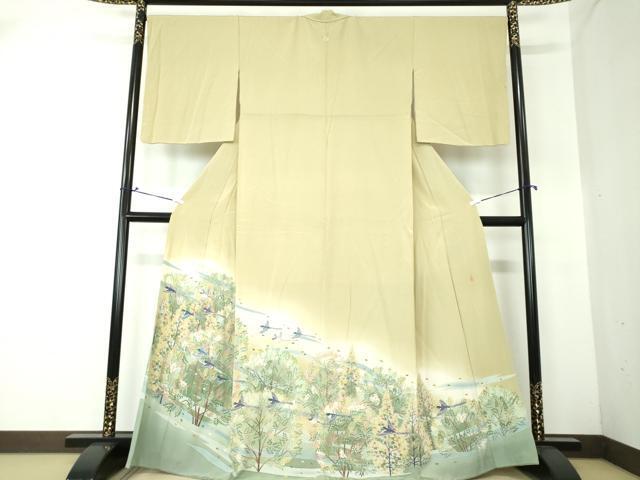 平和屋着物●本加賀友禅作家　川崎雄二　色留袖　風景飛鳥文　暈し染め　正絹　逸品　DAAJ9473ps