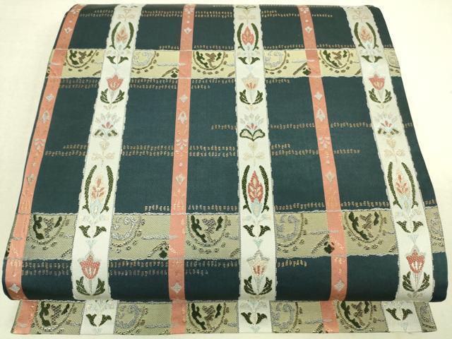 平和屋着物◎六通柄袋帯　懐古間道　金糸　正絹　逸品　DAAK5568re