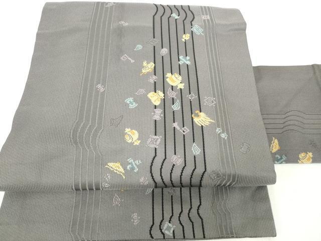 平和屋着物◎九寸名古屋帯　吉祥間道　正絹　逸品　DAAK7514xg
