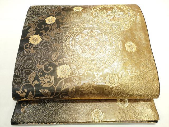 平和屋着物◎六通柄袋帯　正倉院花文　金糸　正絹　逸品　DAAK7534xg