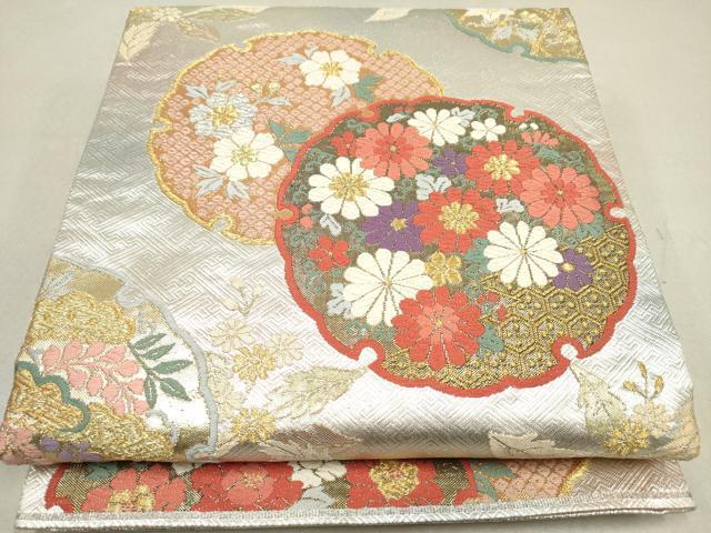 平和屋着物◎佐賀錦　西陣　野々村織物謹製　六通柄袋帯　唐織　雪輪花文　金銀糸　正絹　逸品　DAAK2675ob