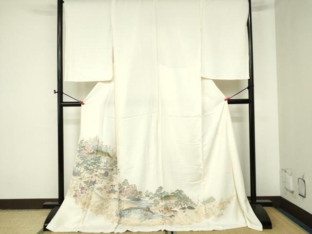 平和屋着物■色留訪問着　寿光織　風景草花文　金糸　仮絵羽　正絹　逸品　未使用　DAAH7791sf
