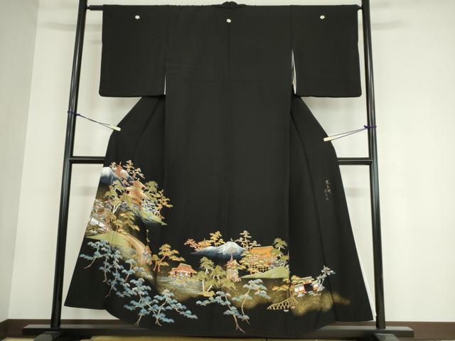 平和屋着物■豪華黒留袖　隆真作　京名所　祇園祭　金彩　正絹　逸品　DAAI8663az