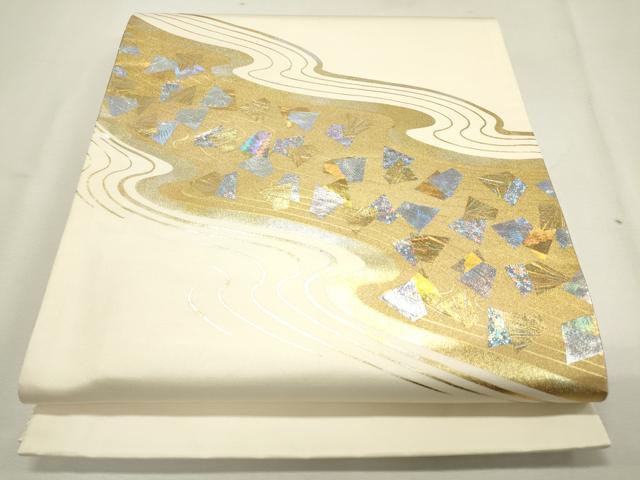 平和屋着物●太鼓柄袋帯　流水吉祥文　金銀彩　正絹　逸品　CAAJ9515th