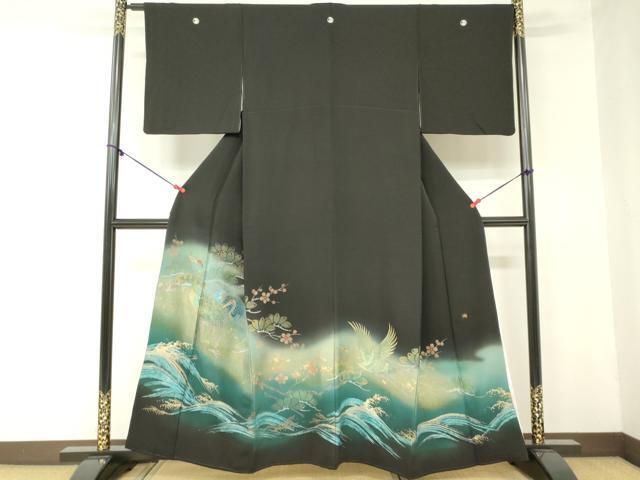 平和屋着物■豪華黒留袖　作家物　刺繍　立波飛鶴吉祥花文　暈し染め　金銀彩　正絹　逸品　DAAJ0294ma