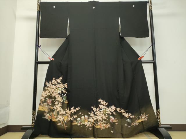 平和屋着物■豪華黒留袖　駒刺繍　童子遊び　金糸　正絹　逸品　DAAK0341ud