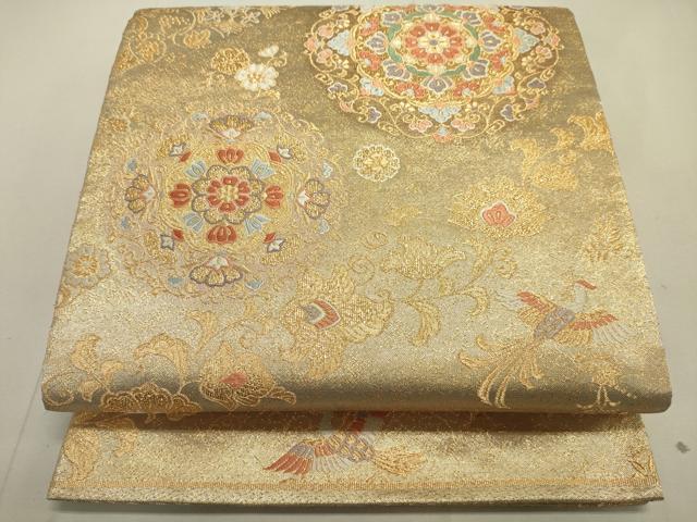 平和屋着物●六通柄袋帯　唐織　華鳥更紗文　金糸　正絹　逸品　DAAJ8500jm
