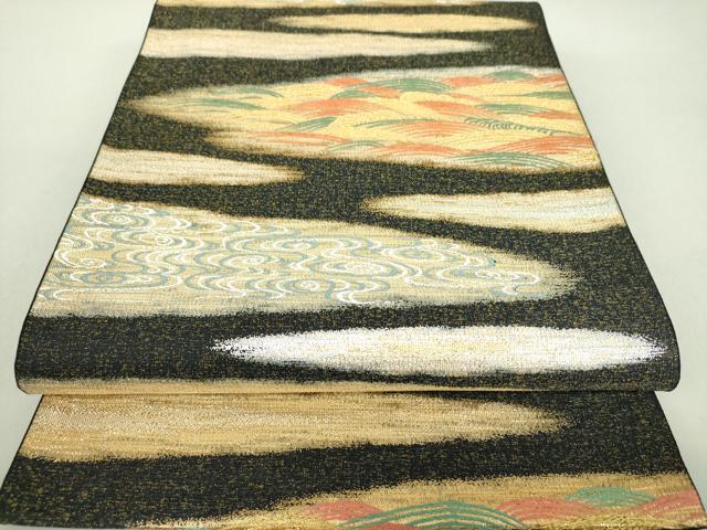 平和屋着物●綴れ　太鼓柄袋帯　霞流水文　金銀糸　正絹　逸品　DAAJ9154ps