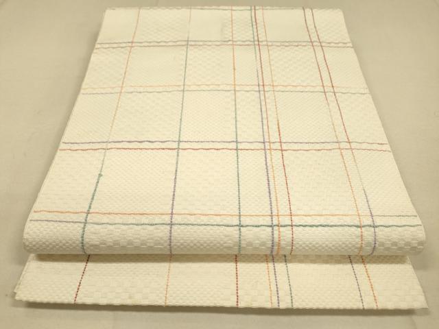 平和屋着物●本場筑前博多織　八寸名古屋帯　格子　逸品　DAAJ6145fe