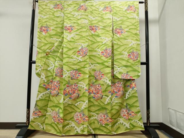 平和屋着物■豪華振袖　宝船　扇面金通し地　正絹　逸品　CAAJ2602yc