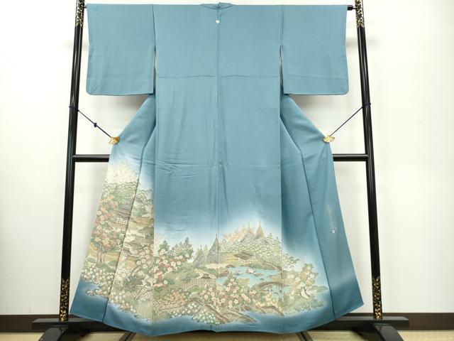 平和屋着物■豪華色留袖　刺繍　寿光織　庭園におしどり　暈し染め　金糸　正絹　逸品　DAAK0075ud