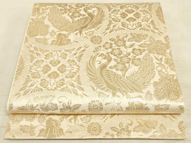 平和屋着物◎六通柄　本袋帯　花鳥文　本金箔貮拾四金　正絹　逸品　AAAM3370sx