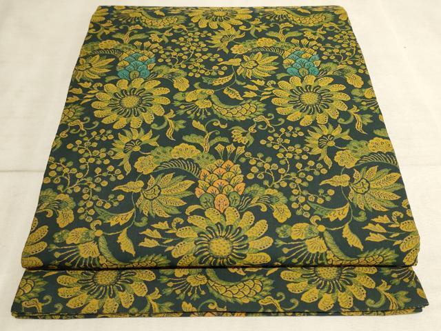 平和屋着物◎九寸開き名古屋帯　草花文　正絹　逸品　AAAL7074pf