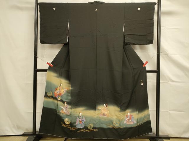 平和屋着物■豪華黒留袖　作家物　敷松葉　人物鳳凰松文　暈し染め　金彩　正絹　逸品　DAAI5903op
