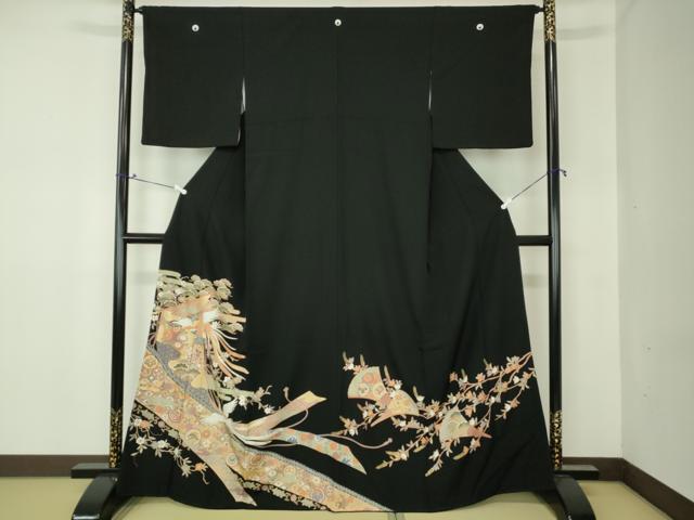 平和屋着物■豪華黒留袖　駒刺繍　鳳凰几帳花文　金彩　高島屋扱い　正絹　逸品　DAAJ5314rt