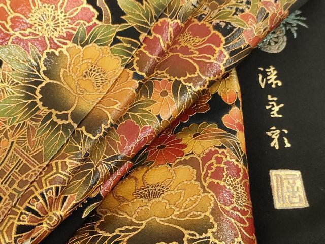 平和屋着物■豪華黒留袖　作家物　エ霞花車文　金銀彩　正絹　逸品　AAAN1891ja