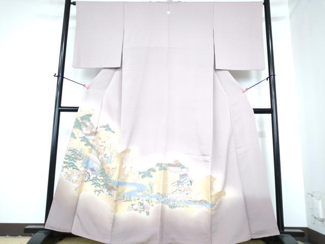 平和屋着物■豪華色留袖　寿光織　渡橋風景御所車花文　暈し染め　金糸　正絹　逸品　DAAH3914ar