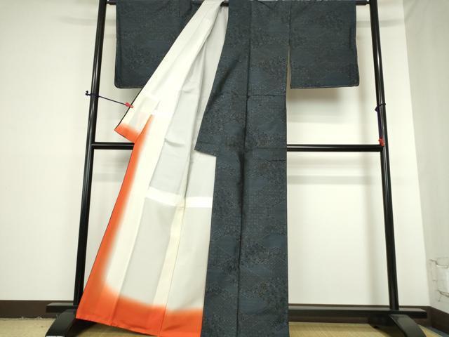  flat мир магазин кимоно # подлинный Ooshima эпонж сосна кожа .. цветок документ натуральный шелк замечательная вещь DAAH3916ar