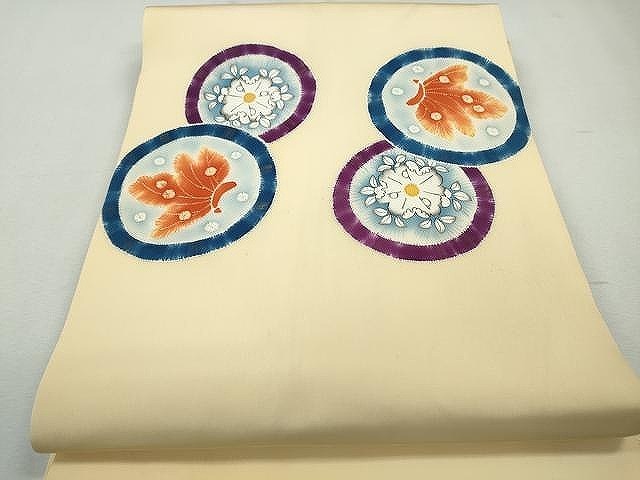 平和屋着物◎塩瀬　九寸名古屋帯　辻が花　正絹　逸品　CAAJ4867yk